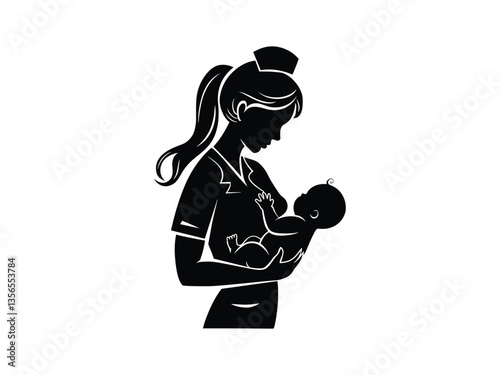 Paramedic Mom Silhouette Mothers Day Heroine Art
