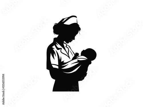 Paramedic Mom Silhouette Mothers Day Heroine Art