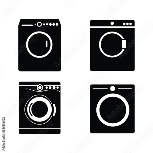 washing machine vector and illustration on solid color background laundry machine icon and logo