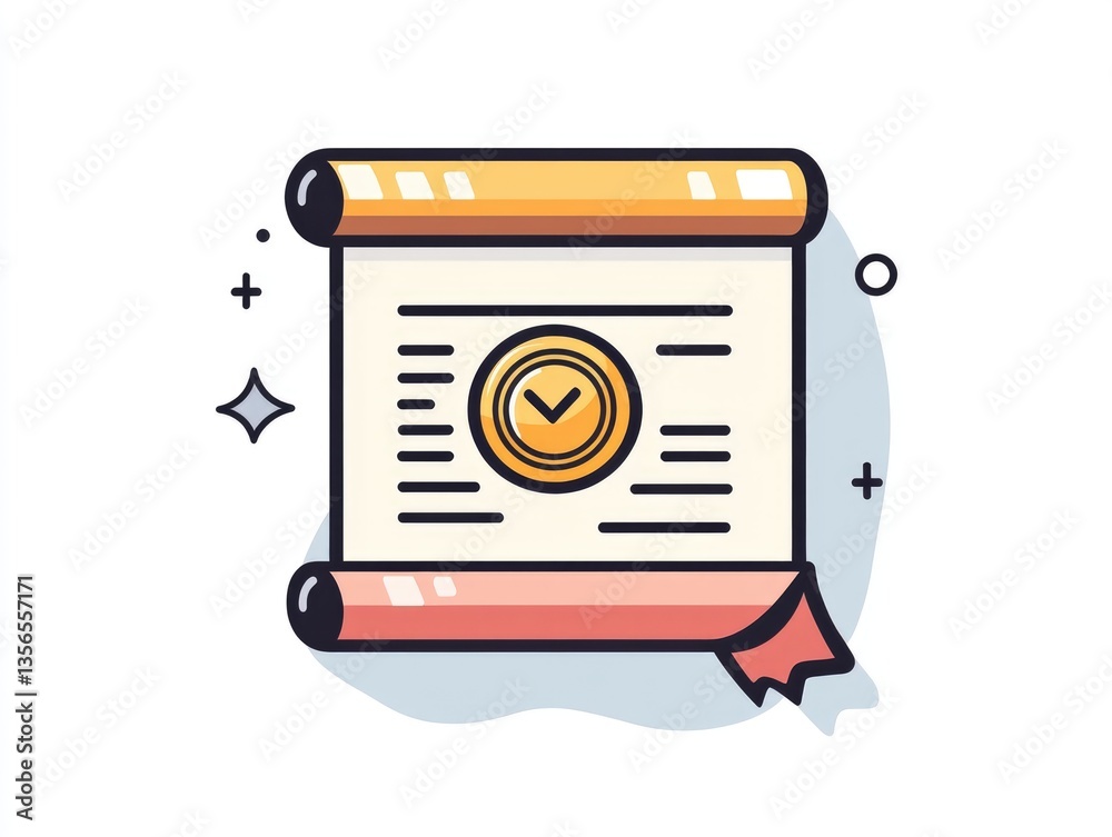Scroll with Approved Document Icon Scroll with Approved Document Icon