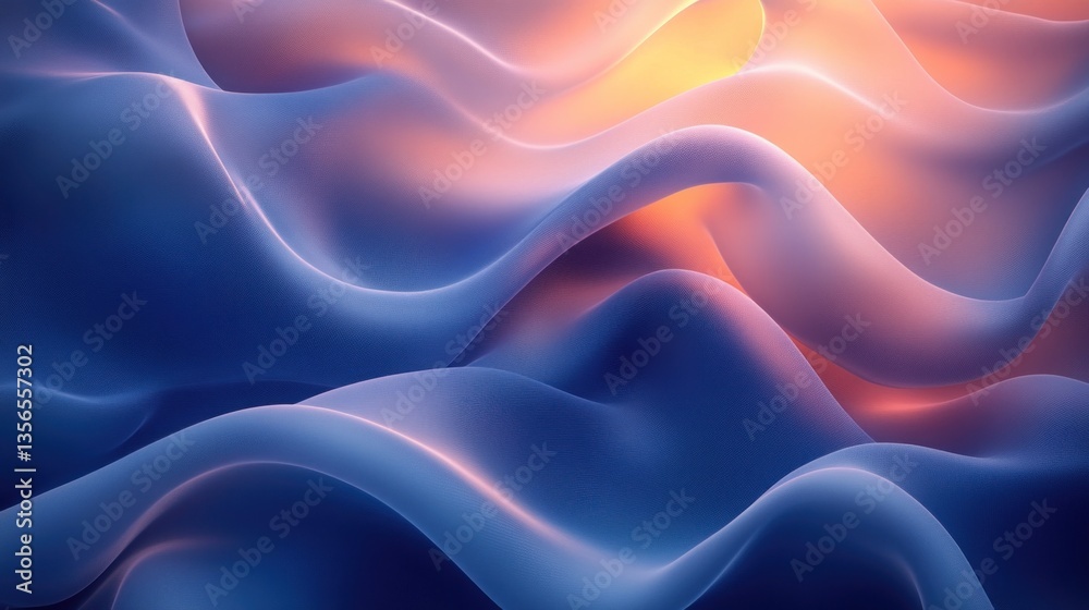 Obraz premium Abstract Blue and Orange Waves: A Digital Art Piece