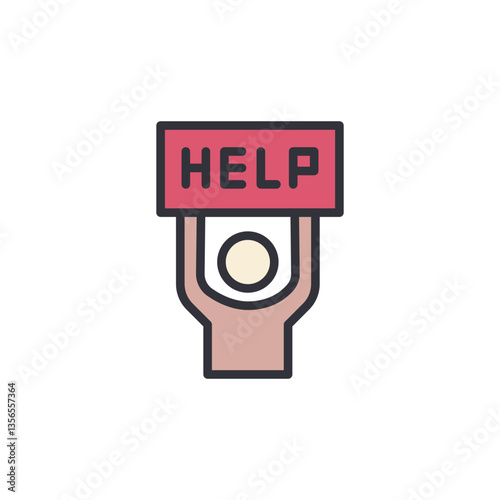 Help people colored icons, minimalist vector illustration ,simple transparent graphic element .Isolated on white background