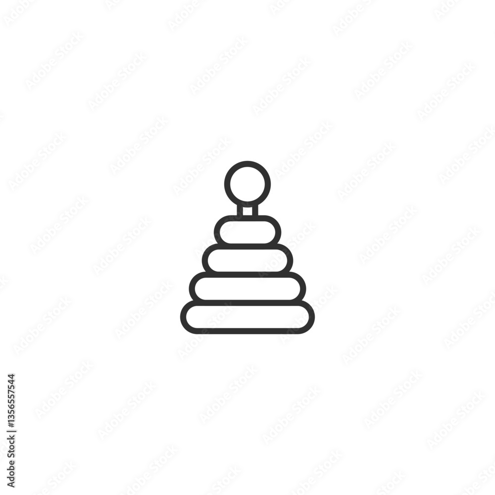 Minimalist linear icon of stacked toy rings for kids. Minimalist linear icon of stacked toy rings for kids.