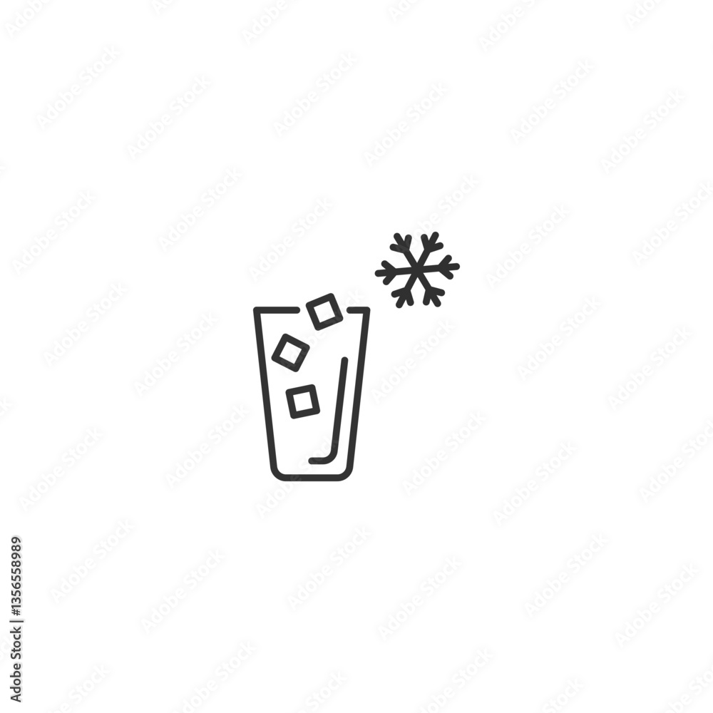 Minimalist ice drink icon with glass and snowflake symbol. Minimalist ice drink icon with glass and snowflake symbol.
