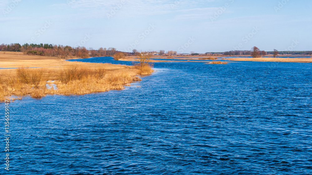 Wiosenne rozlewiska rzeki Narwi, Podlasie, Polska