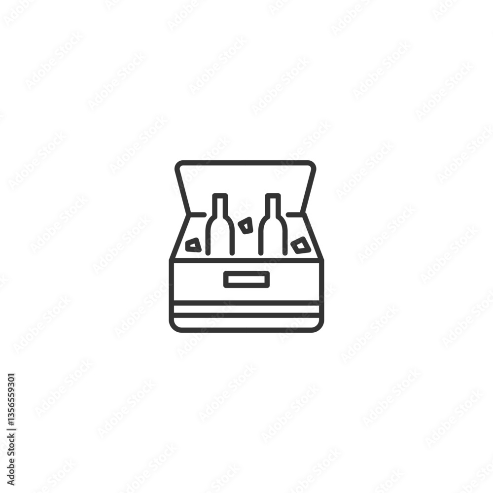 Wine crate icon with bottle outline for packaging and winery design. Wine crate icon with bottle outline for packaging and winery design.