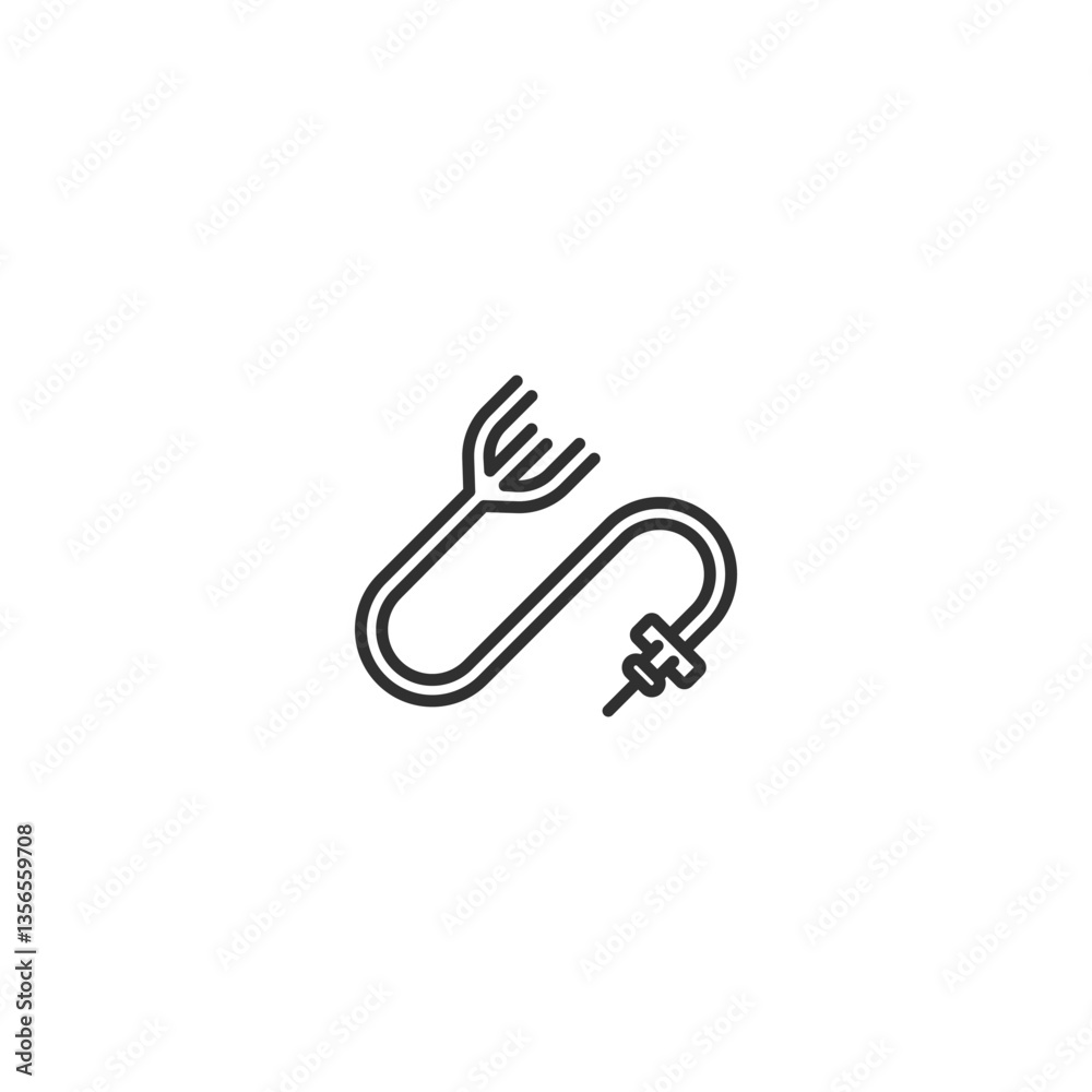 Fork and plug linear icon for electric kitchen cooking appliances. Fork and plug linear icon for electric kitchen cooking appliances.