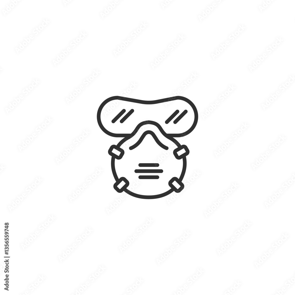 Safety goggles and respirator icon for health protection in minimalist design. Safety goggles and respirator icon for health protection in minimalist design.