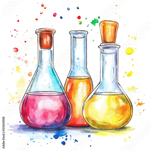 Titration Kit, watercolor vector, isolated on a white background.