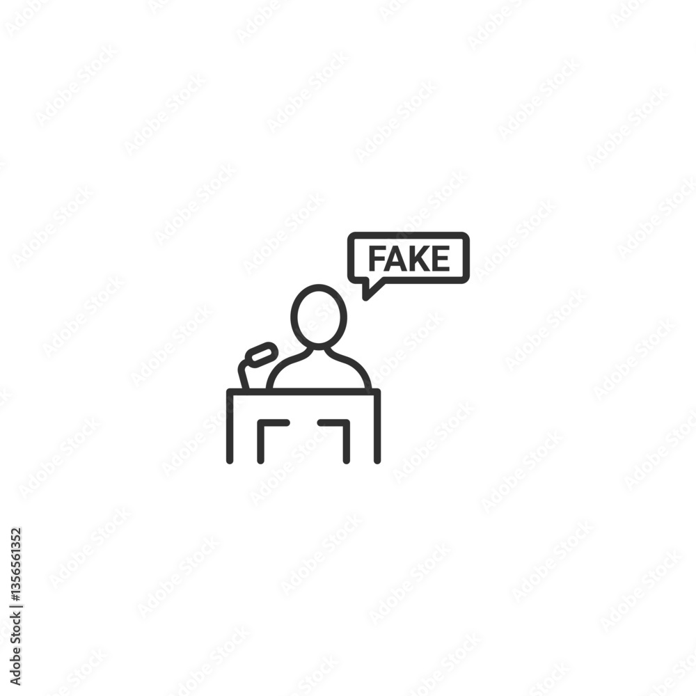 Minimalist fake news speech icon in linear design for media representation. Minimalist fake news speech icon in linear design for media representation.