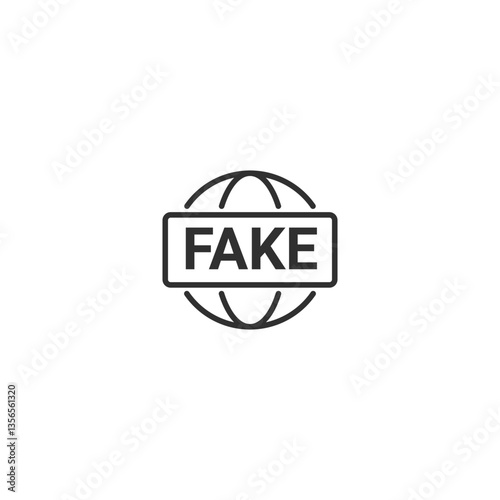 Fake news icon with globe linear style.