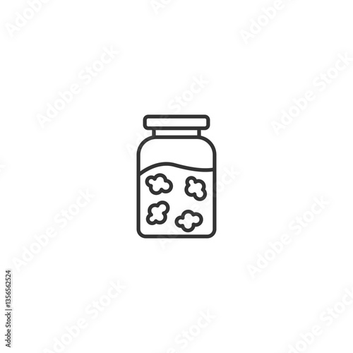 Pickle jar icon: minimalist line art of preserved cucumbers in container.