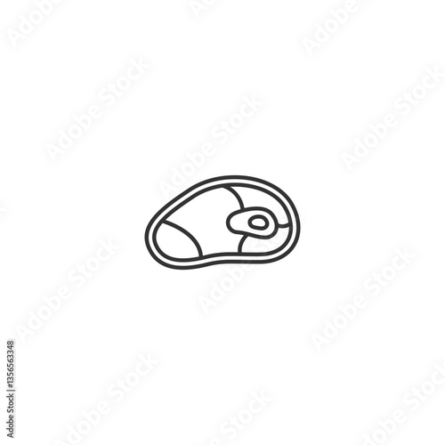 Simple linear icon of a meat cut slice in black outline style.