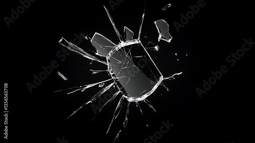 Shattered glass on black background