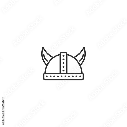 Minimalist viking helmet icon with horns in linear design.