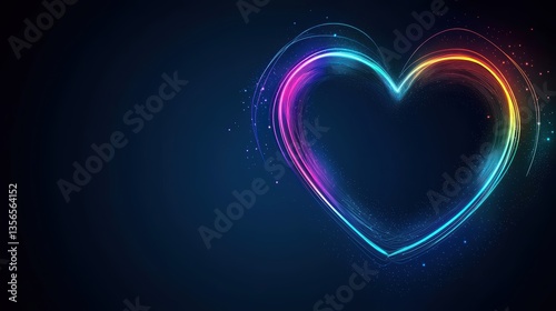 Heart Rainbow Glowing heart with rainbow aura, dark background, represents spiritual love and connection