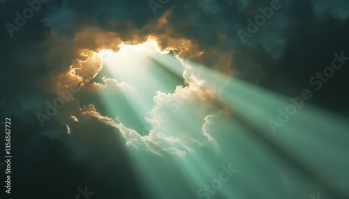 Golden hour light breaking through colorful gradient fog nature's ethereal beauty abstract landscape photography