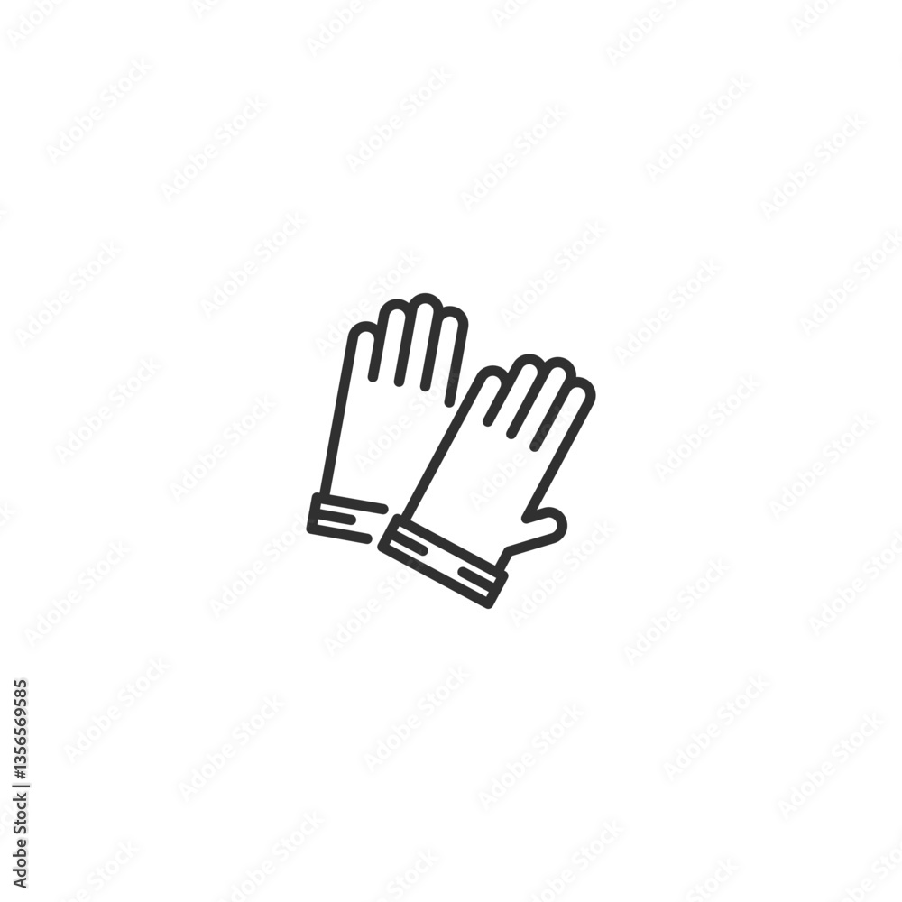 Minimalist gardening gloves icon for line art design projects. Minimalist gardening gloves icon for line art design projects.