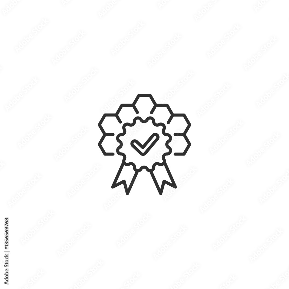 Award badge with check mark icon for achievement and recognition. Award badge with check mark icon for achievement and recognition.