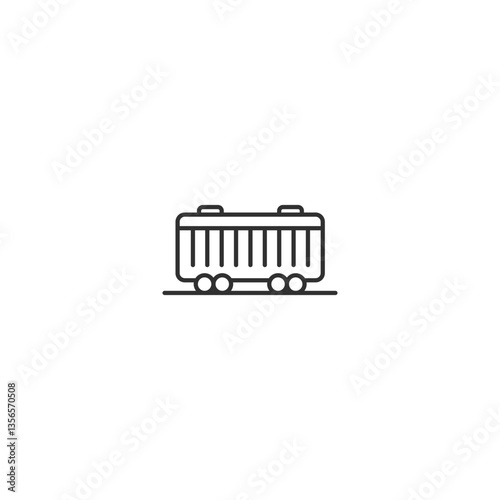 Train freight car linear icon for cargo transport and railway logistics.