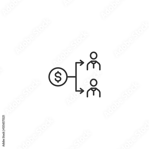 Money distribution linear icon for financial transactions and business management.