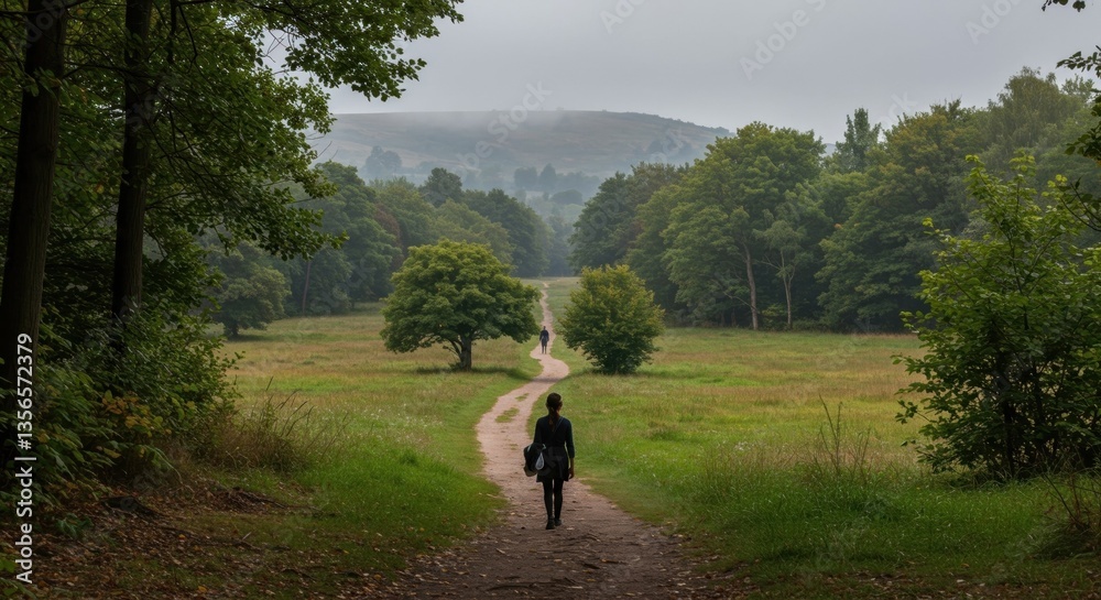 Serene Pathway Through Lush Green Forest in Misty Weather Perfect for Nature Walks and Tranquil Retreats Serene Pathway Through Lush Green Forest in Misty Weather Perfect for Nature Walks and Tranquil Retreats
