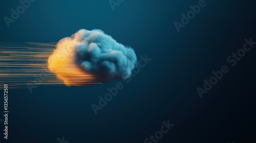 Cloud Networking Connectivity Security Speed High speed data transfer visualized with light trails and cloud icon, dark background, fast and secure cloud connectivity