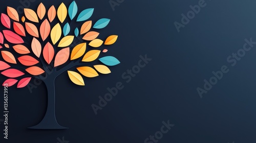 Colourful Silhouette Group Diversity Colorful silhouettes forming a tree, symbolizing growth and diversity in nature, dark background