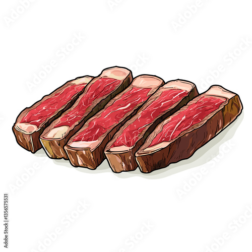 Sliced New York Strip Steak Vector Illustration