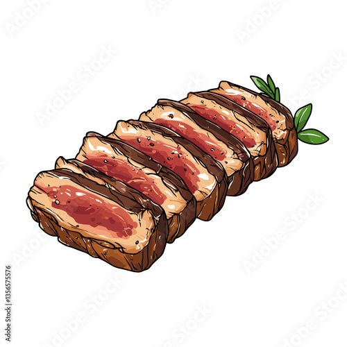 Sliced New York Strip Steak Vector Illustration