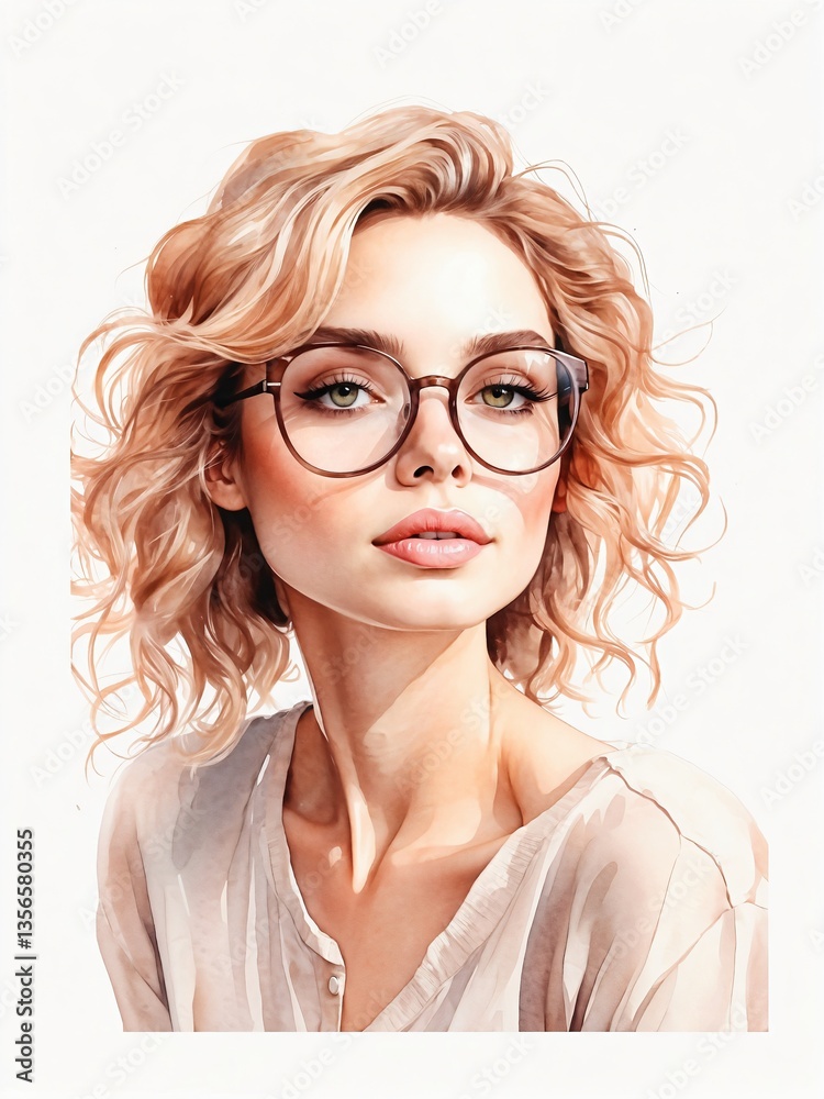 Obraz premium watercolor young woman