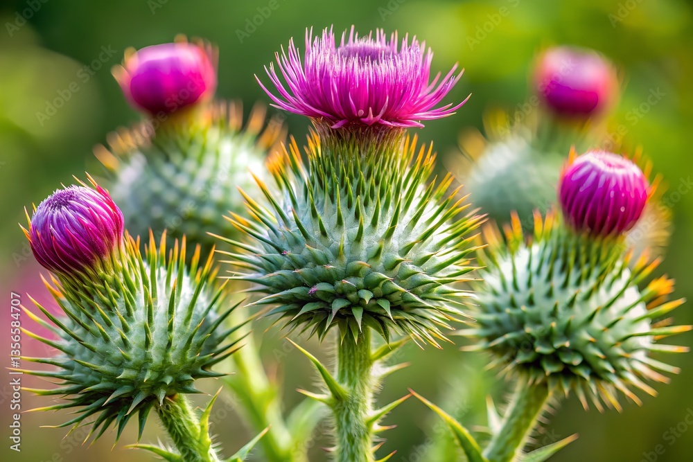 Prebloom Texas thistle buds stunning close-up photography captures Cirsium texanum's beauty