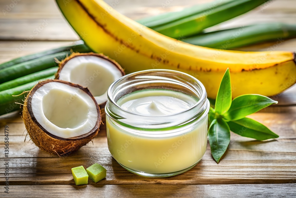 DIY Hair Mask Recipe Coconut Oil, Aloe Vera, Banana Double Exposure Photography Save to Library Download Preview Preview Crop Find Similar