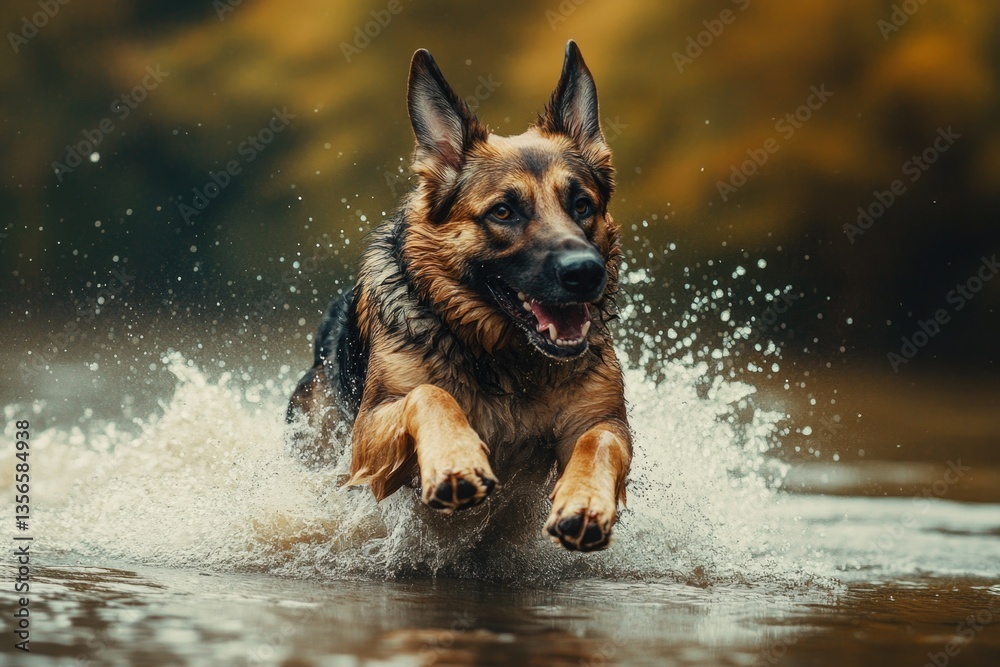 A powerful and agile dog thriving in its natural habitat, showcasing its strength. A powerful and agile dog thriving in its natural habitat, showcasing its strength.