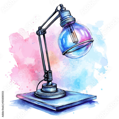 watercolor vector of UV Light Lamp, isolated on a white background.