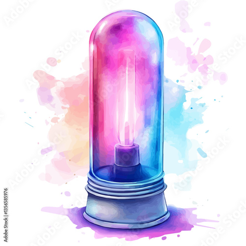 watercolor of UV Light Lamp, isolated on a white background.