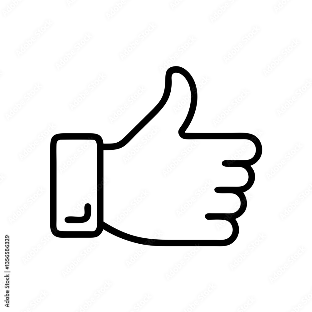 Hand giving thumbs-up gesture in simple line art style Hand giving thumbs-up gesture in simple line art style