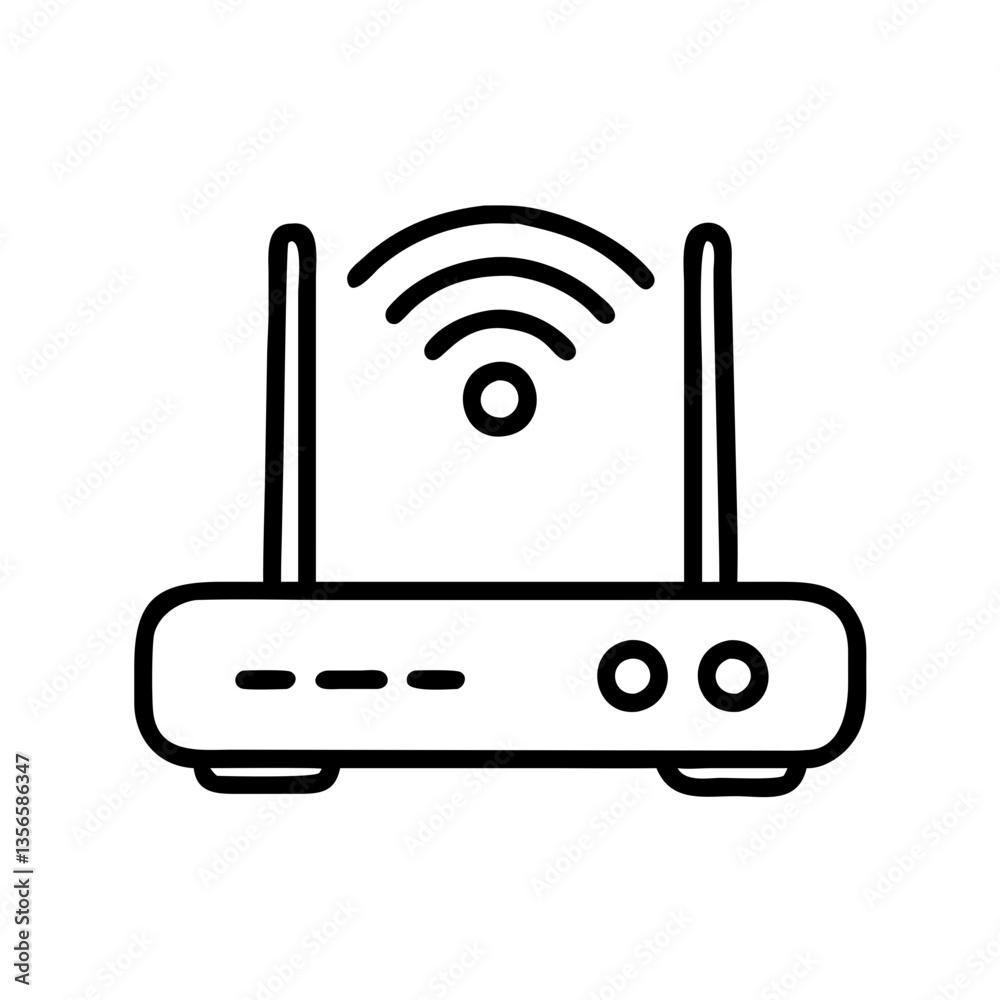 Wireless router icon with signal waves on a minimalistic background Wireless router icon with signal waves on a minimalistic background