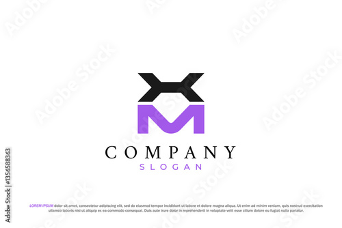 letter hm or xm abstract business modern minimalist logo