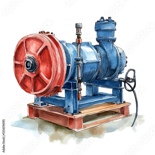 watercolor of Vacuum Pump, isolated on a white background.