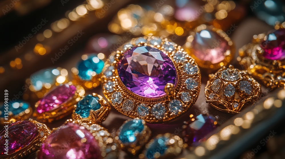 Vibrant Close Up of Colorful Gems Showcasing a Spectrum of Colors and Brilliant Sparkle in Natural Light Vibrant Close Up of Colorful Gems Showcasing a Spectrum of Colors and Brilliant Sparkle in Natural Light
