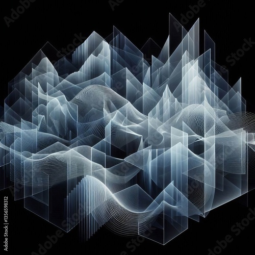 Layers of transparency that refract shapes obscuring finite boun photo