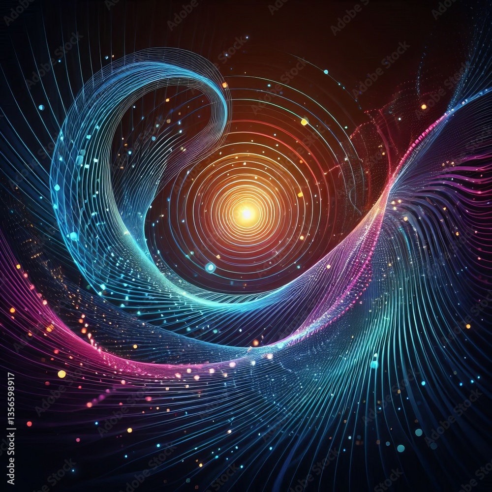 Fototapeta premium Geometric Wave Crest Pattern with Neon Lights A wave crest patte