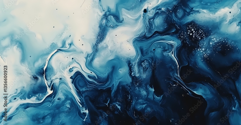 Fototapeta premium Abstract Water Flow: Dive into a world of fluidity with this abstract image, where swirling blues and whites blend to create a sense of movement and depth, capturing the serene beauty of water