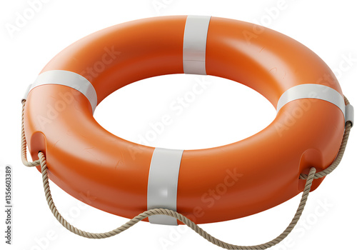 Orange Life Ring Buoy Safety Equipment isolated on transparent background
