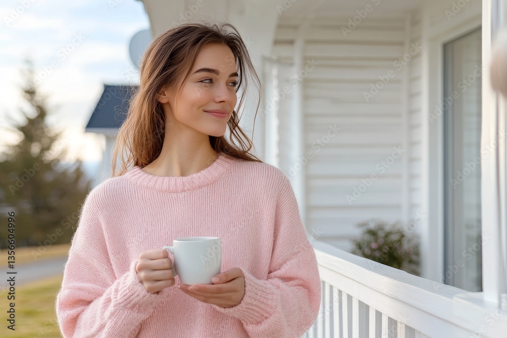 Smiling woman holding a cup of coffee Smiling woman holding a cup of coffee