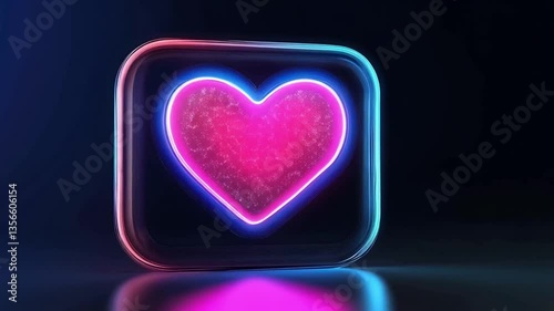 Glowing and shimmering heart icon in vibrant neon colors against a dark backdrop