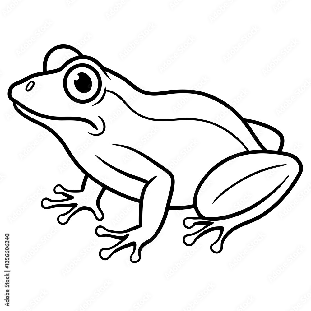 Naklejka premium Modern Frog Line Drawing