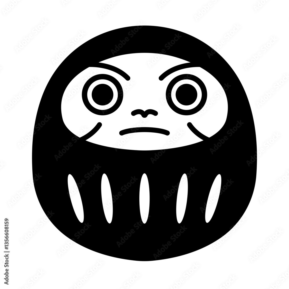 Fototapeta premium Simple Daruma silhouette icon. Vector.