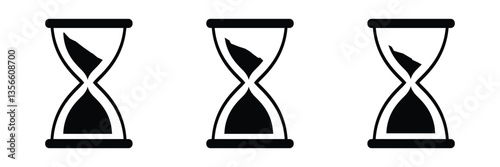 Sand watch i adobe stockon set. Hourglass symbol. Flat vector illustration. Sandglass logo.